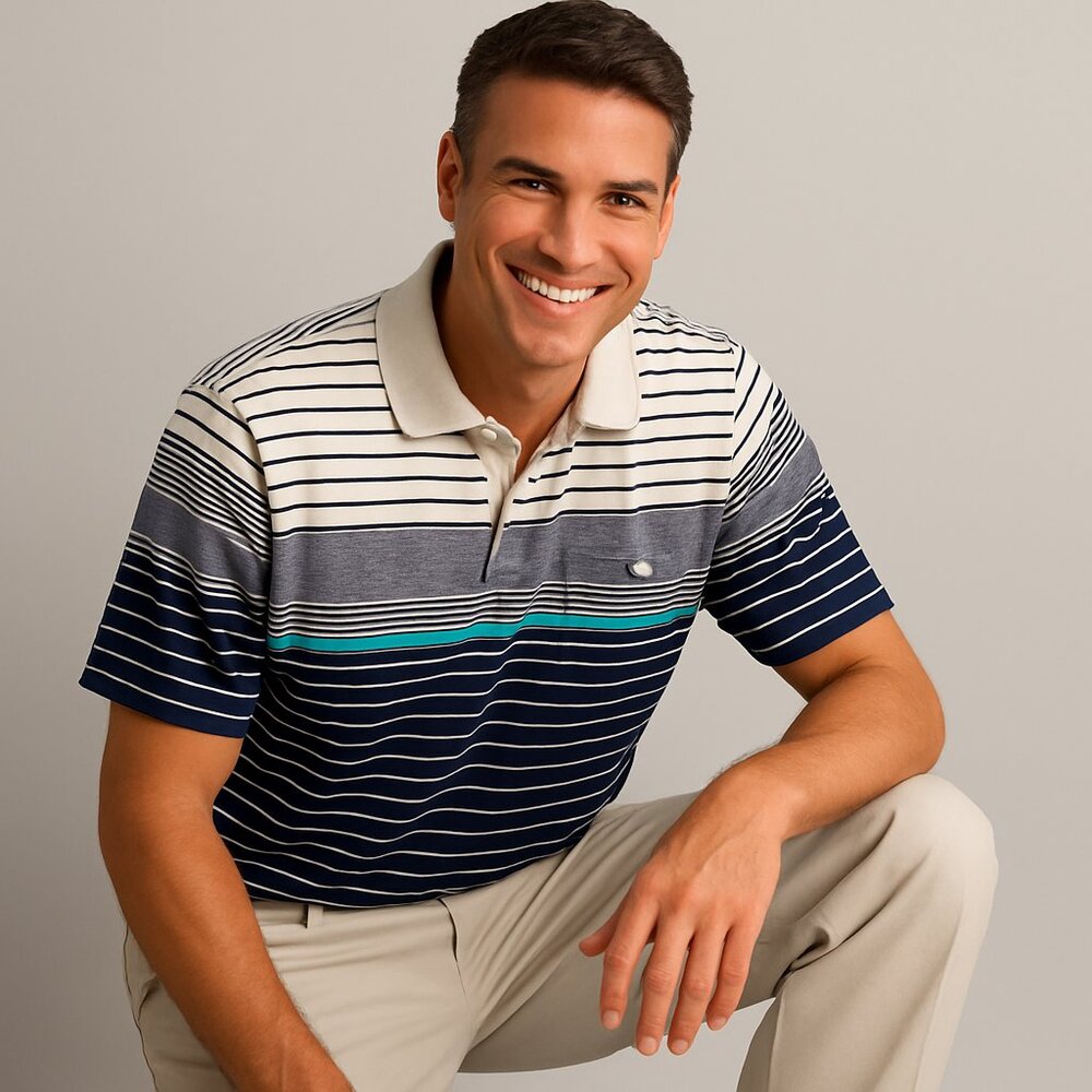 Vintage Barnaby Striped Polo Shirt – Preppy Retro Old Money Tennis Aesthetic M